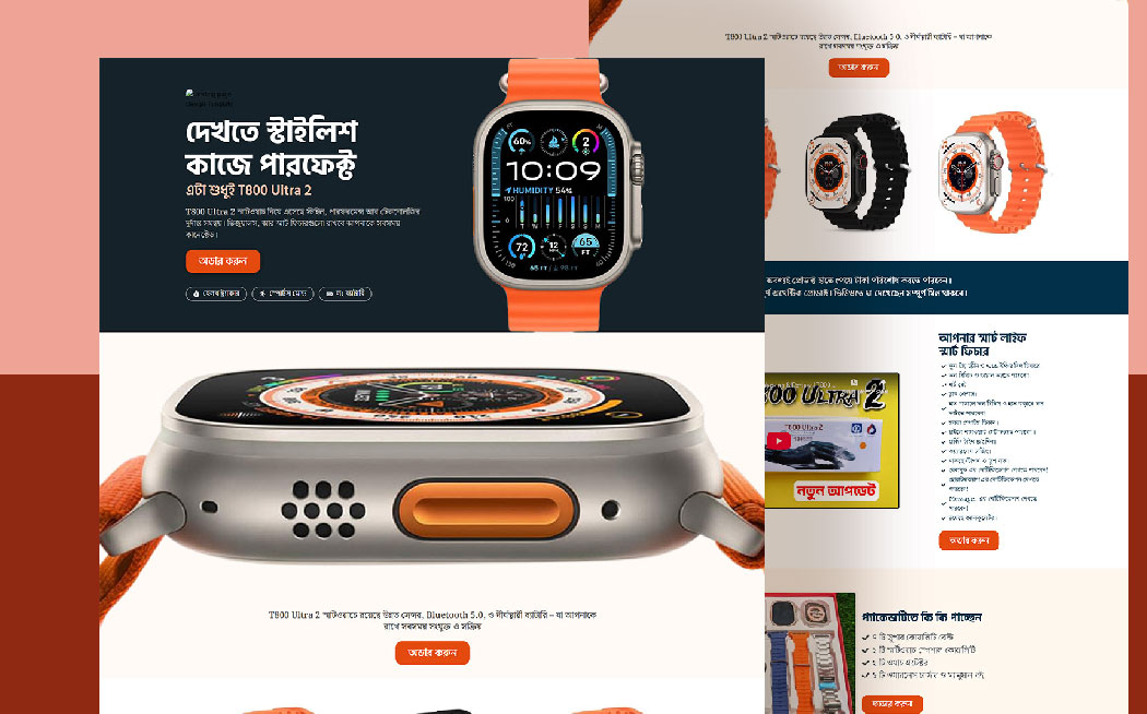 Wearable Tech Industry – High Conversion Sales Funnel Landing Page for Smart Watches | Elementor + CartFlows Template